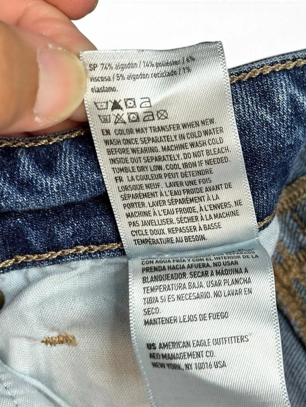American Eagle Mom Jean Women 16 Regular High Rise Stretch Medium Wash Jeans - Picture 6 of 11